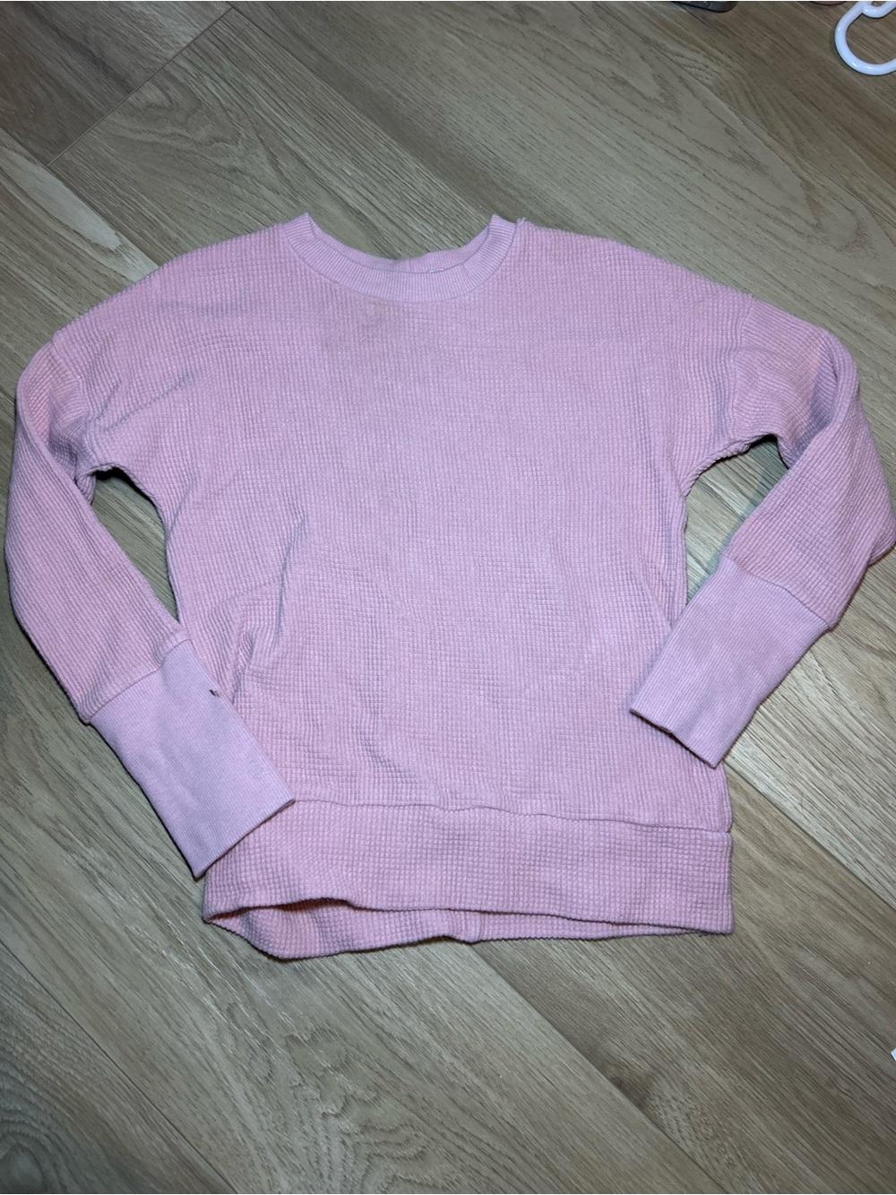 Girls' Long Sleeve Pink Waffle Knit Pullover